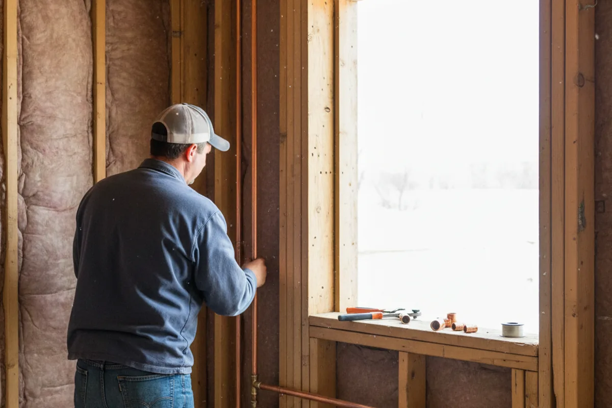 Licensed plumber running new copper supply lines in a Austin home
